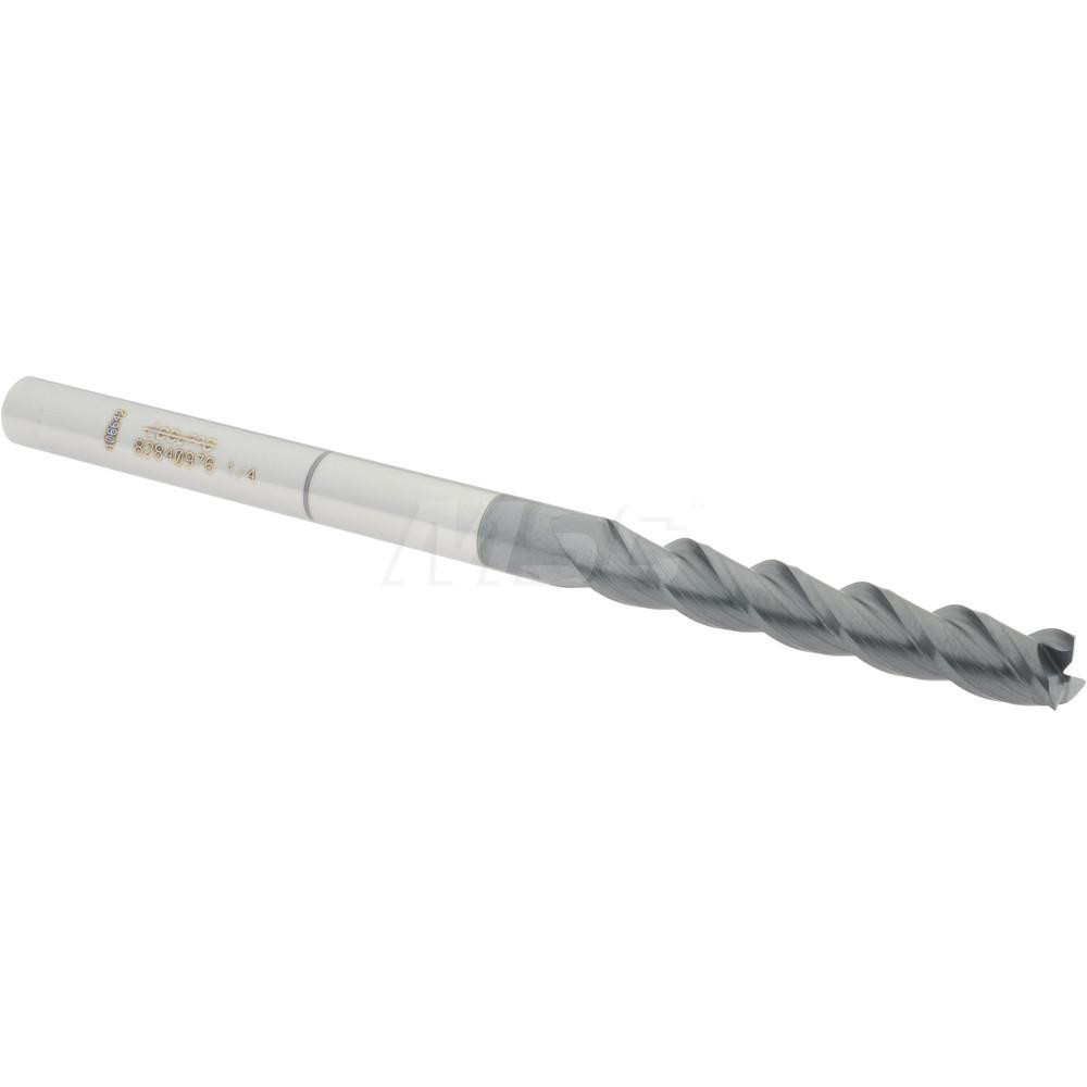 12182243 Square End Mill: 1/4 Dia, 1-1/2 LOC, 1/4 Shank Dia, 4 OAL, 3 Flutes, Solid Carbide  