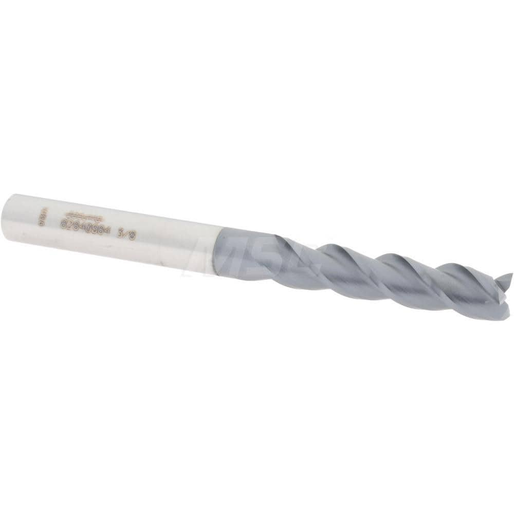 Accupro 12182249 Square End Mill: 3/8 Dia, 1-3/4 LOC, 3/8 Shank Dia, 4 OAL, 3 Flutes, Solid Carbide 