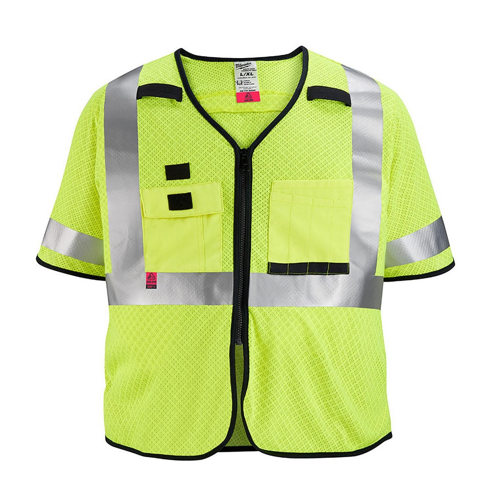 Milwaukee Tool 48-73-5221 High Visibility Vests; Size: Small/Medium ; Color: Yellow ; Closure Type: Hook & Loop ; ANSI Class: 3 Image