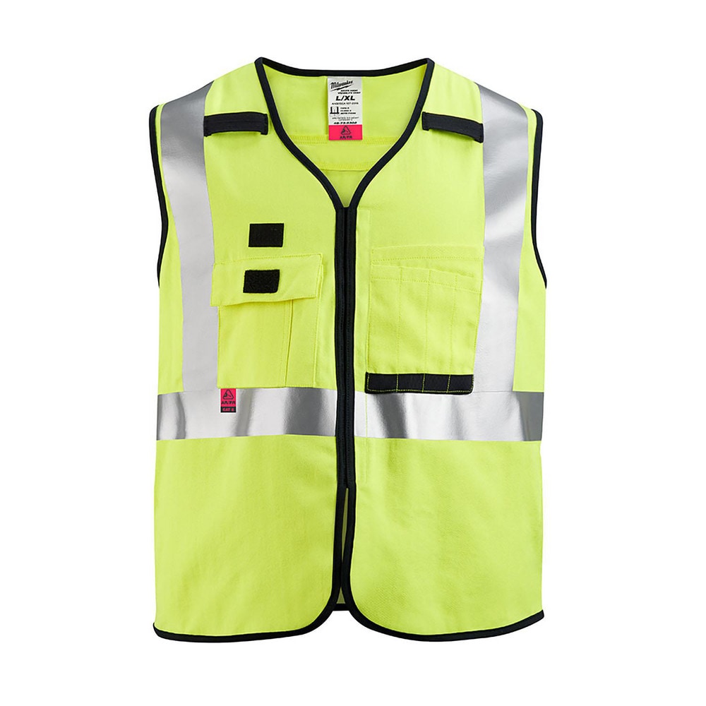 Milwaukee Tool 48-73-5301 High Visibility Vests; Size: Small/Medium ; Color: Yellow ; Closure Type: Zipper ; ANSI Class: 2 Image