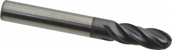 95168560 Ball End Mill: 5/16" Dia, 13/16" LOC, 4 Flute, Solid Carbide  