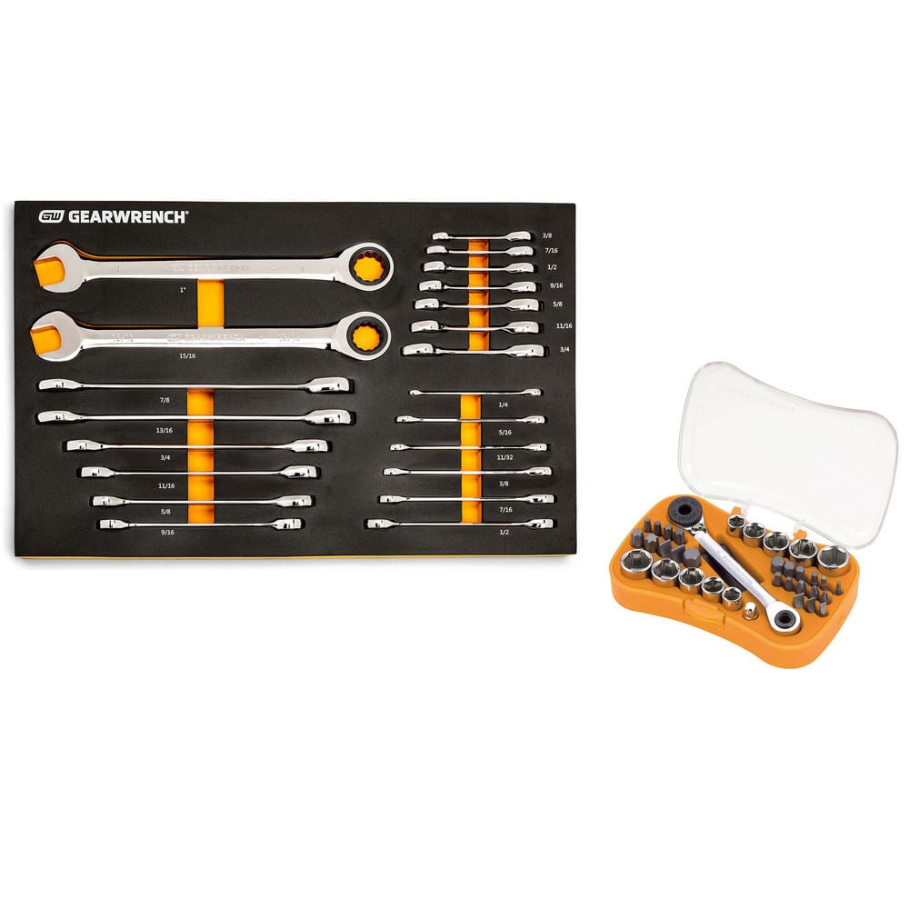 Combination Hand Tool Sets; Set Type: Mechanic's Tool ; Number Of Pieces: 56 ; Measurement Type: Inch ; Tool Finish: Chrome-Plated ; Container Type: Precut Foam Tray