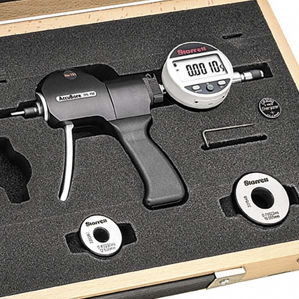 Starrett 10 to 20mm, 23/8" Deep, Pistol Grip Electronic Bore Gage