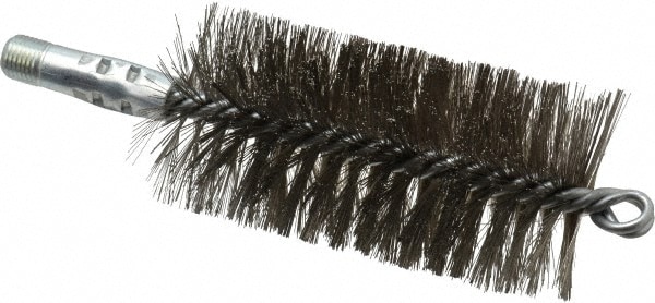 Schaefer Brush 43848 Double Stem/Spiral Tube Brush: 2-1/4" Dia, 7-1/4" OAL, Stainless Steel Bristles 