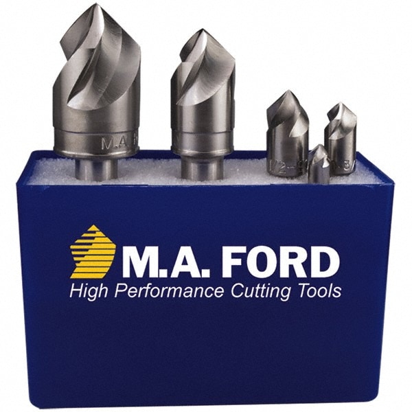 M.A. Ford. 92000014 Countersink Set: 5 Pc, 1/4 to 3/4" Head Dia, 3 Flute Image