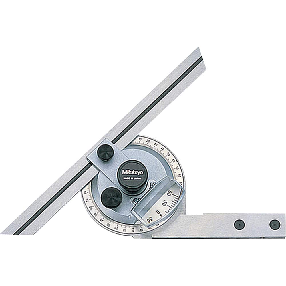 Bevel Protractor: 6" Blade, -360 to 360 °, Dial