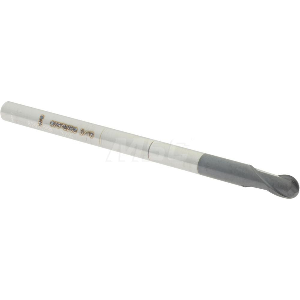 12180924 Ball End Mill: 0.1875" Dia, 0.1875" LOC, 2 Flute, Solid Carbide  