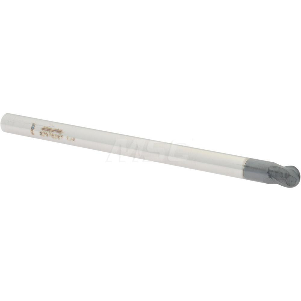 12180925 Ball End Mill: 1/4" Dia, 1/4" LOC, 2 Flute, Solid Carbide  