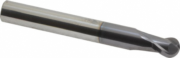 12180928 Ball End Mill: 0.5" Dia, 0.5" LOC, 2 Flute, Solid Carbide  