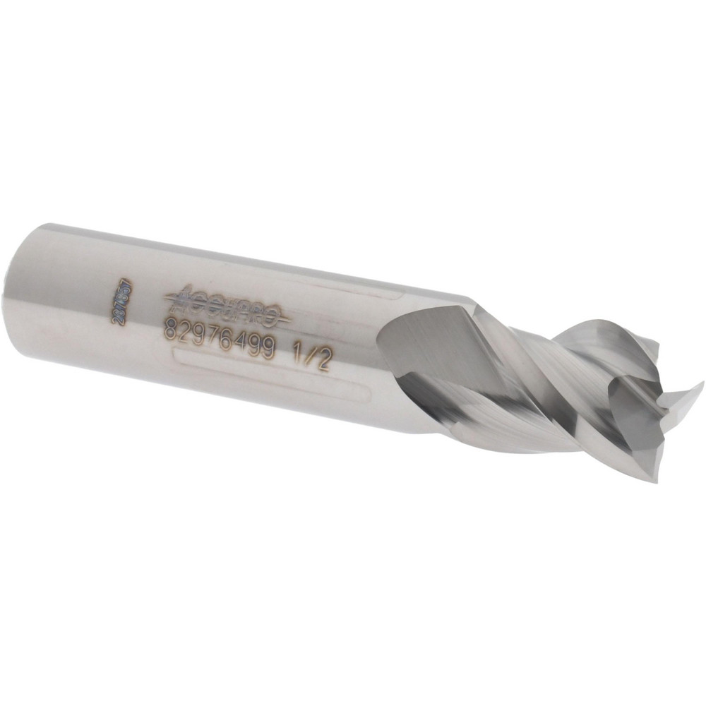 12178606 Square End Mill: 1/2 Dia, 5/8 LOC, 1/2 Shank Dia, 2-1/2 OAL, 3 Flutes, Solid Carbide  