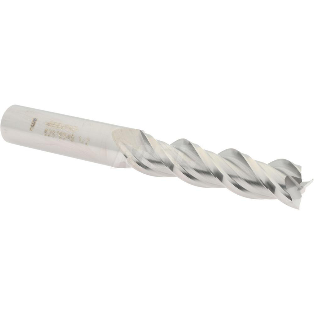 12178608 Square End Mill: 1/2 Dia, 2 LOC, 1/2 Shank Dia, 4 OAL, 3 Flutes, Solid Carbide  