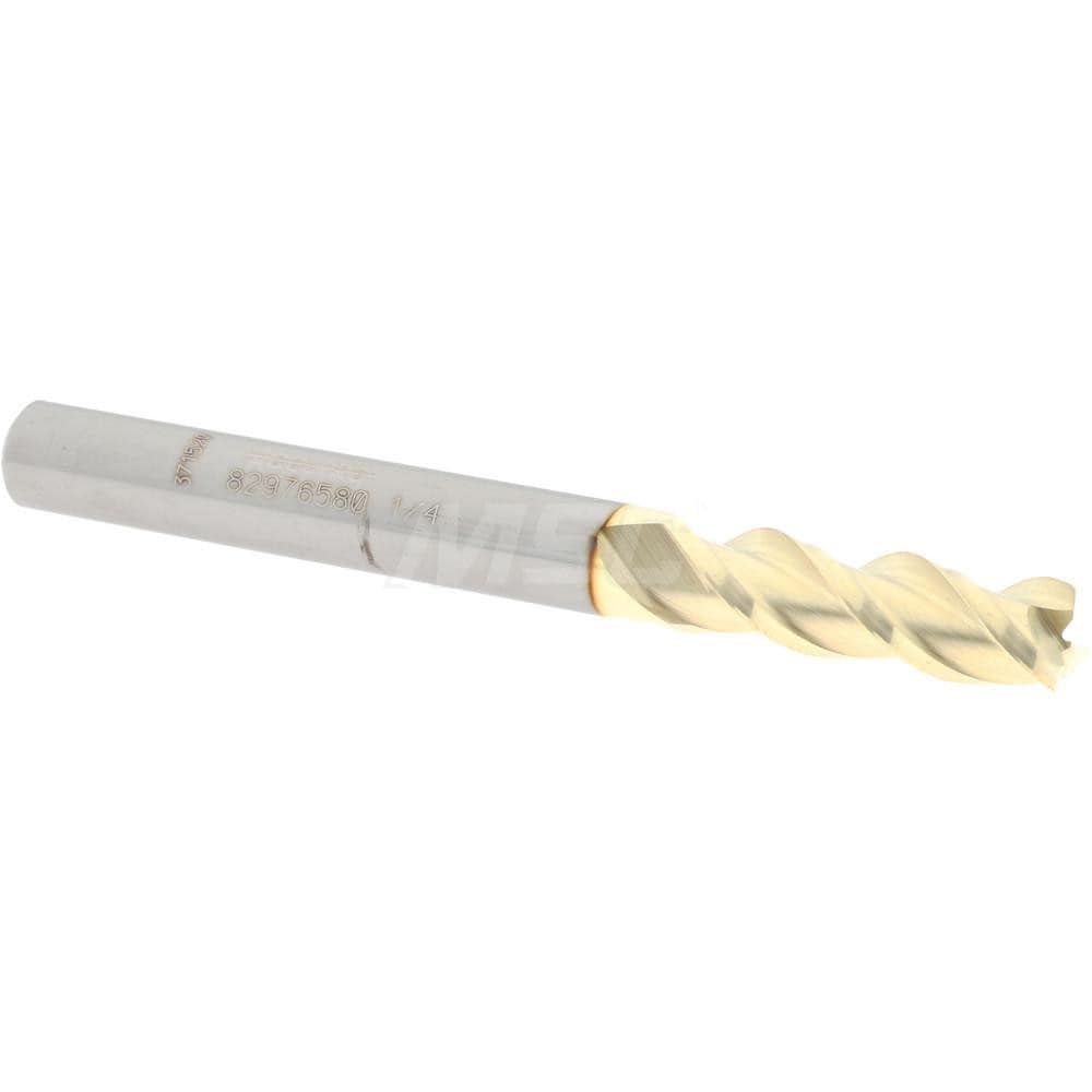 Accupro 12179710 Square End Mill: 1/4 Dia, 3/4 LOC, 1/4 Shank Dia, 2-1/2 OAL, 3 Flutes, Solid Carbide 