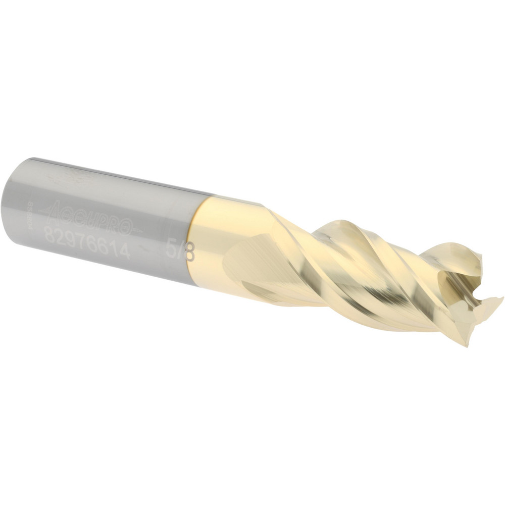 Accupro 12179750 Square End Mill: 5/8 Dia, 1-1/4 LOC, 5/8 Shank Dia, 3-1/2 OAL, 3 Flutes, Solid Carbide Image