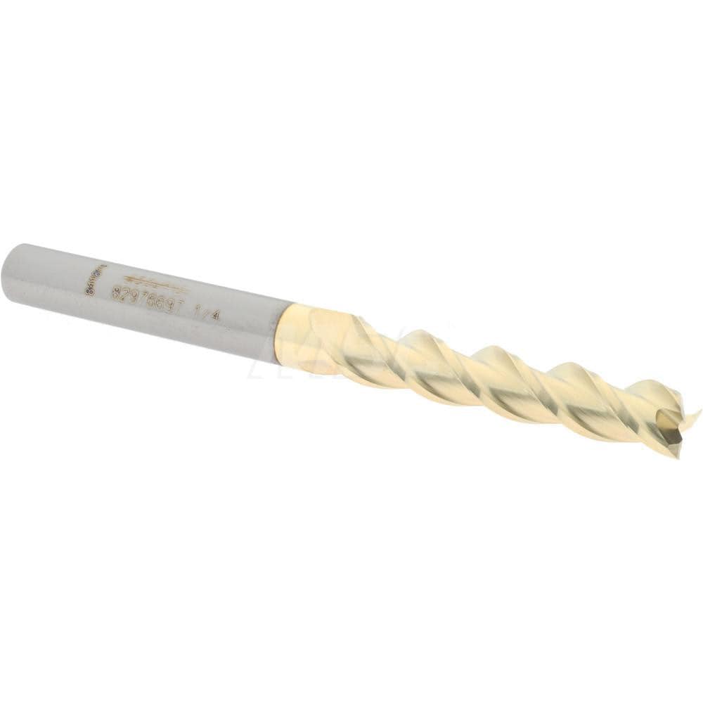 Accupro 12179714 Square End Mill: 1/4 Dia, 1-1/4 LOC, 1/4 Shank Dia, 3 OAL, 3 Flutes, Solid Carbide 