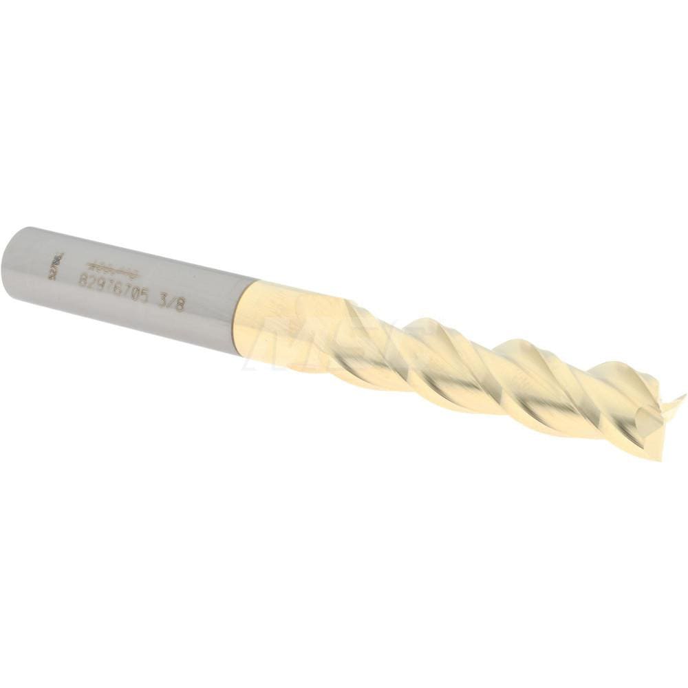 Accupro 12179732 Square End Mill: 3/8 Dia, 1-1/2 LOC, 3/8 Shank Dia, 3-1/2 OAL, 3 Flutes, Solid Carbide 