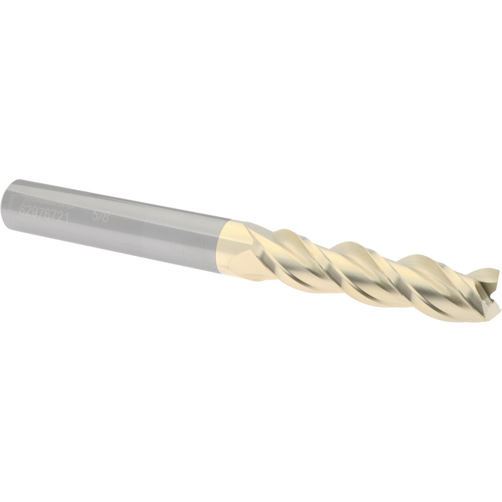 Accupro 12178616 Square End Mill: 5/8 Dia, 2-1/2 LOC, 5/8 Shank Dia, 6 OAL, 3 Flutes, Solid Carbide Image
