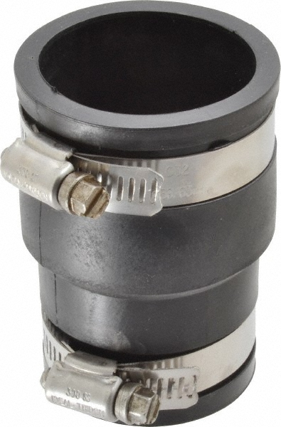 1-1/2 x 1-1/4" PVC Flexible Pipe Coupling with Clamp - 3-1/2" Long, Pipe x Pipe, Stainless Steel Clamp