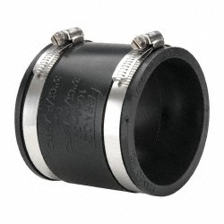 3" PVC Flexible Pipe Coupling with Clamp - 4" Long, Pipe x Pipe, Stainless Steel Clamp