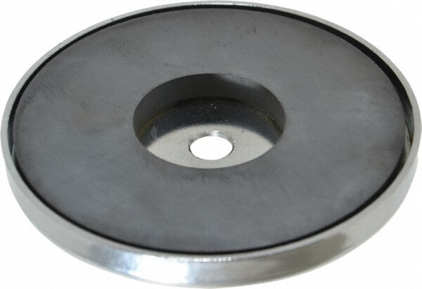 95 Lb Max Pull Force, 1/2" Overall Height, 4.9" Diam, Ceramic Cup Magnet