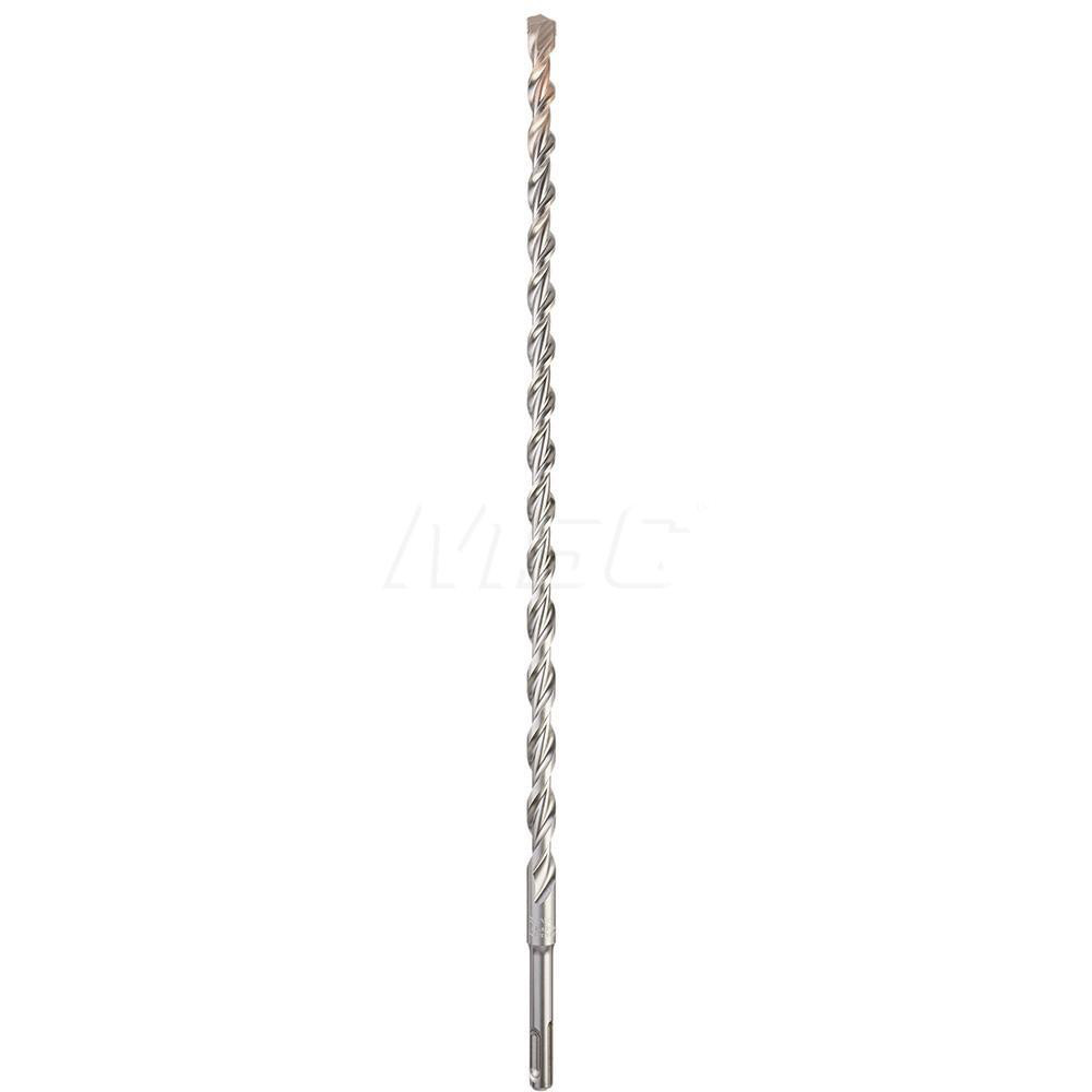 Milwaukee Tool | Milwaukee Rotary Hammer Drill Bit: 1/2" Dia, 1/2" SDS-Plus Shank, 2 Flute, Carbide Tipped & High Speed Steel - 16" Flute Length, 18"