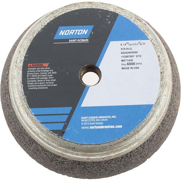 Norton 66252809599 Tool & Cutting Grinding Wheel: 6" Dia, 16 Grit, Q Hardness, Type 11 Image