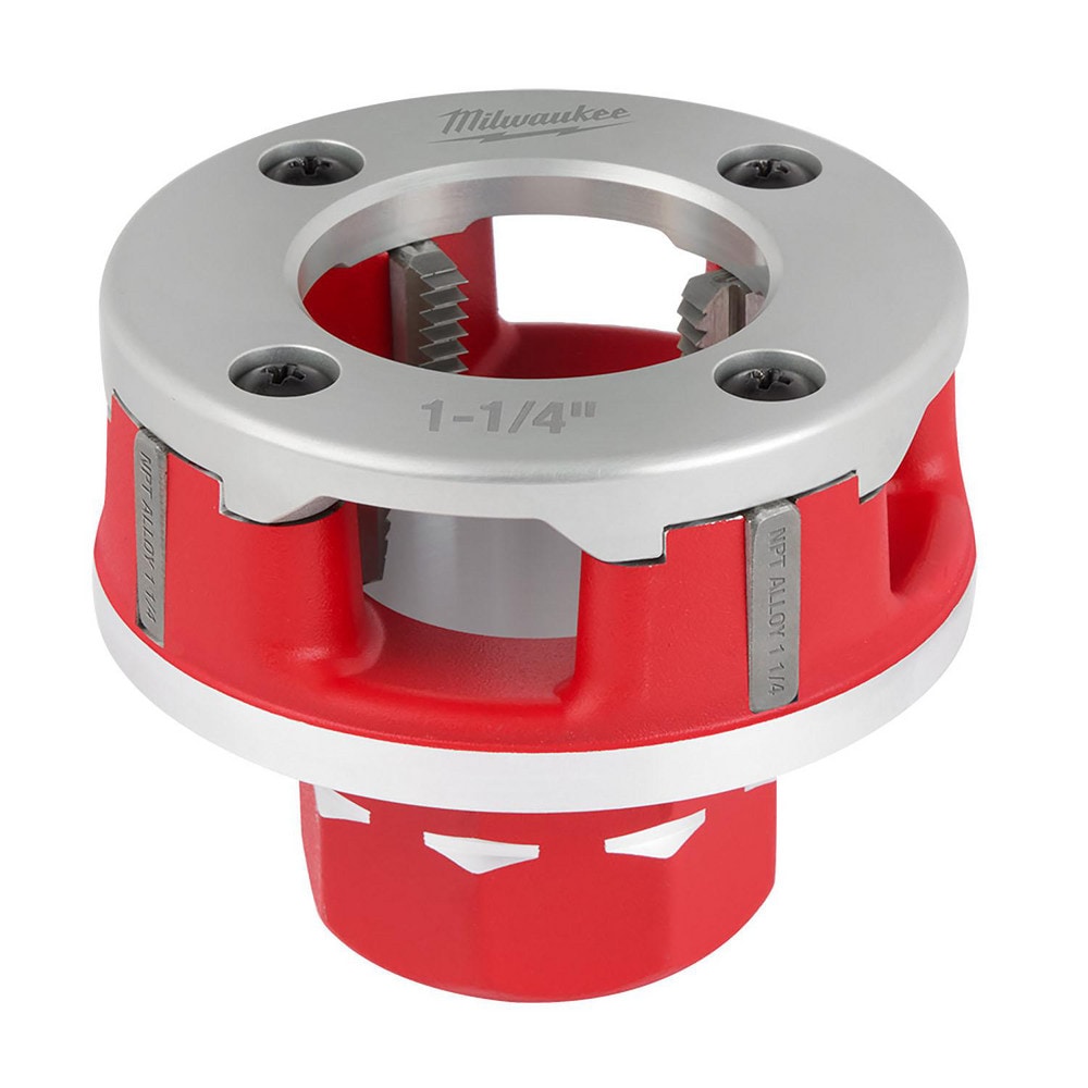 Milwaukee Tool 48-36-1310 Pipe Threader Die Heads; For Pipe Size: 1-1/4 in ; Thread Type: NPT ; Thread Direction: Right Hand; Left Hand ; Material: Aluminum ; Opening Type: Manual Image