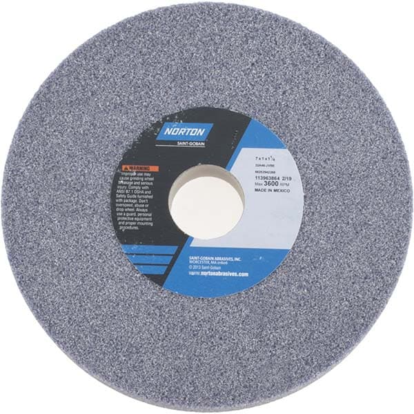 Norton 66252942268 Surface Grinding Wheel: 7" Dia, 1" Thick, 1-1/4" Hole, 46 Grit, J Hardness Image