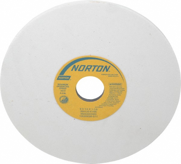 Norton 8" Diam x 11/4" Hole x 1/4" Thick, K Hardness, 120 Grit