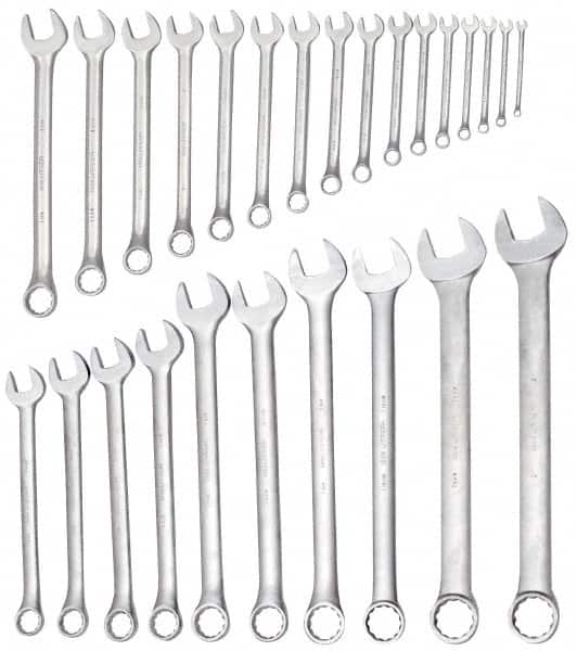 Combination Wrench Set: 26 Pc, Inch