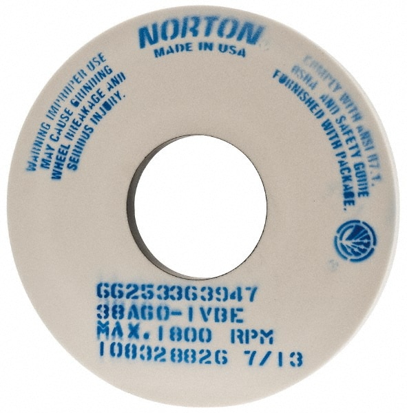 Norton 66253363947 Surface Grinding Wheel: 14" Dia, 1" Thick, 5" Hole, 60 Grit, I Hardness Image