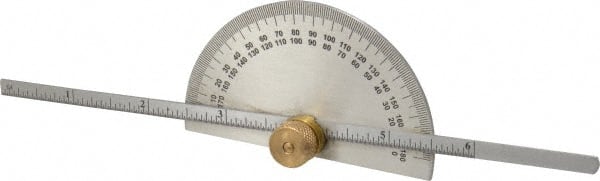 0 to 6 Inch Rule Measurement Range, 0 to 180° Angle Measurement Range, Half Round Head Stainless Steel (Rule); Steel (Head) Protractor and Depth Gage