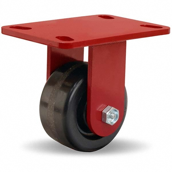 Hamilton R-HS-4P Rigid Top Plate Caster: Phenolic, 4" Wheel Dia, 2" Wheel Width, 800 lb Capacity, 5-5/8" OAH 