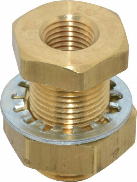 Parker 3/4-16 Male 1/4 Female Male Straight Thread O-Ring x Female NPTF Industrial Pipe Anchor Coupling - 1,000 psi, Brass, 1-1/2" OAL