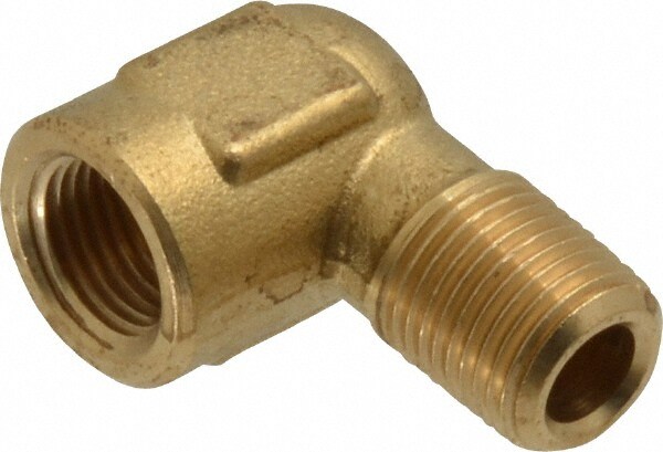 Industrial Pipe 90 ° Street Elbow: 3/8" Female Thread, 1/2" Male Thread, MNPTF x FNPTF