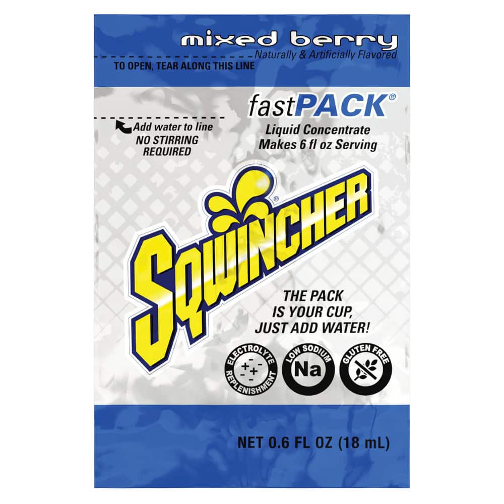 Sqwincher 159015300 Activity Drink: 0.6 oz, Packet, Mixed Berry, Liquid Concentrate, Yields 0.6 oz 