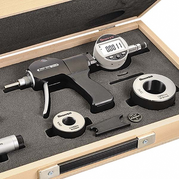 Starrett 20 to 50mm, 31/16" Deep, Pistol Grip Electronic Bore Gage