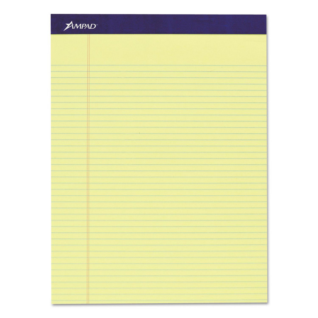AMPAD General Purpose Pads: 50 Sheets, 8.5 x 11.75" Sheet, Narrow Ruled, Canary-Yellow Paper, Glue Binding - Canary Yellow Cover | Part #TOP20215