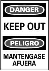 NMC ESD59PC Bilingual OSHA Sign 14 Length x 20 Height Legend DANGER Black/Red on White KEEP OUT Pressure Sensitive Vinyl