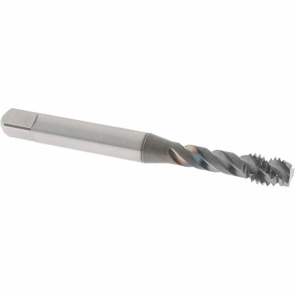 Spiral Flute Tap: M6x1.00 Metric Coarse, 3 Flutes, Modified Bottoming, 6H Class of Fit, Vanadium High Speed Steel, TICN Coated