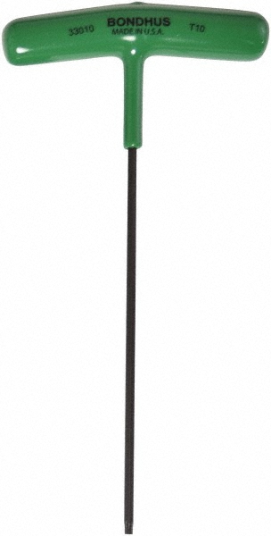 Torx Key: T-Handle, T10, 6.4" OAL, Steel