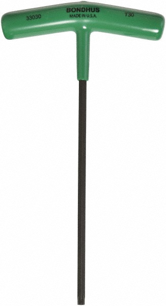 Torx Key: T-Handle, T30, 7.6" OAL, Steel