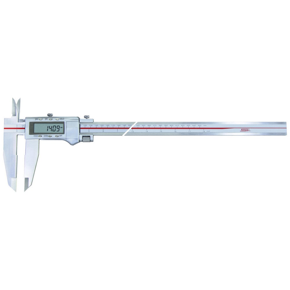 Electronic Calipers; Maximum Measurement (Decimal Inch): 18.0000 ; Data Output: SPC ; Calibrated: No ; Caliper Material: Stainless Steel ; Jaw Material: Stainless Steel ; Jaw Style: Outside