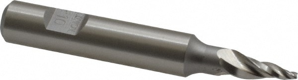 Made in USA T-002 Tapered End Mill: 10 ° per Side, 1/16" Small Dia, 1/2" LOC, 3 Flutes, High Speed Steel, Square End Image