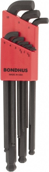 Bondhus 16599 9 Piece L-Key Ball End Hex Key Set Image