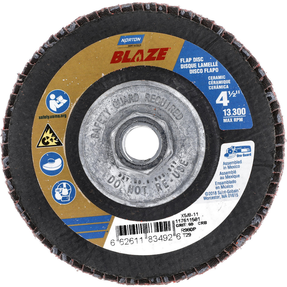 Norton Flap Disc 41/2" Dia, 60 Grit, Ceramic Alumina, Type 29 MSC Direct