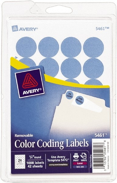 Label Maker Label: Light Blue, Paper, 3/4" OAL, 3/4" OAW, 1,008 per Roll