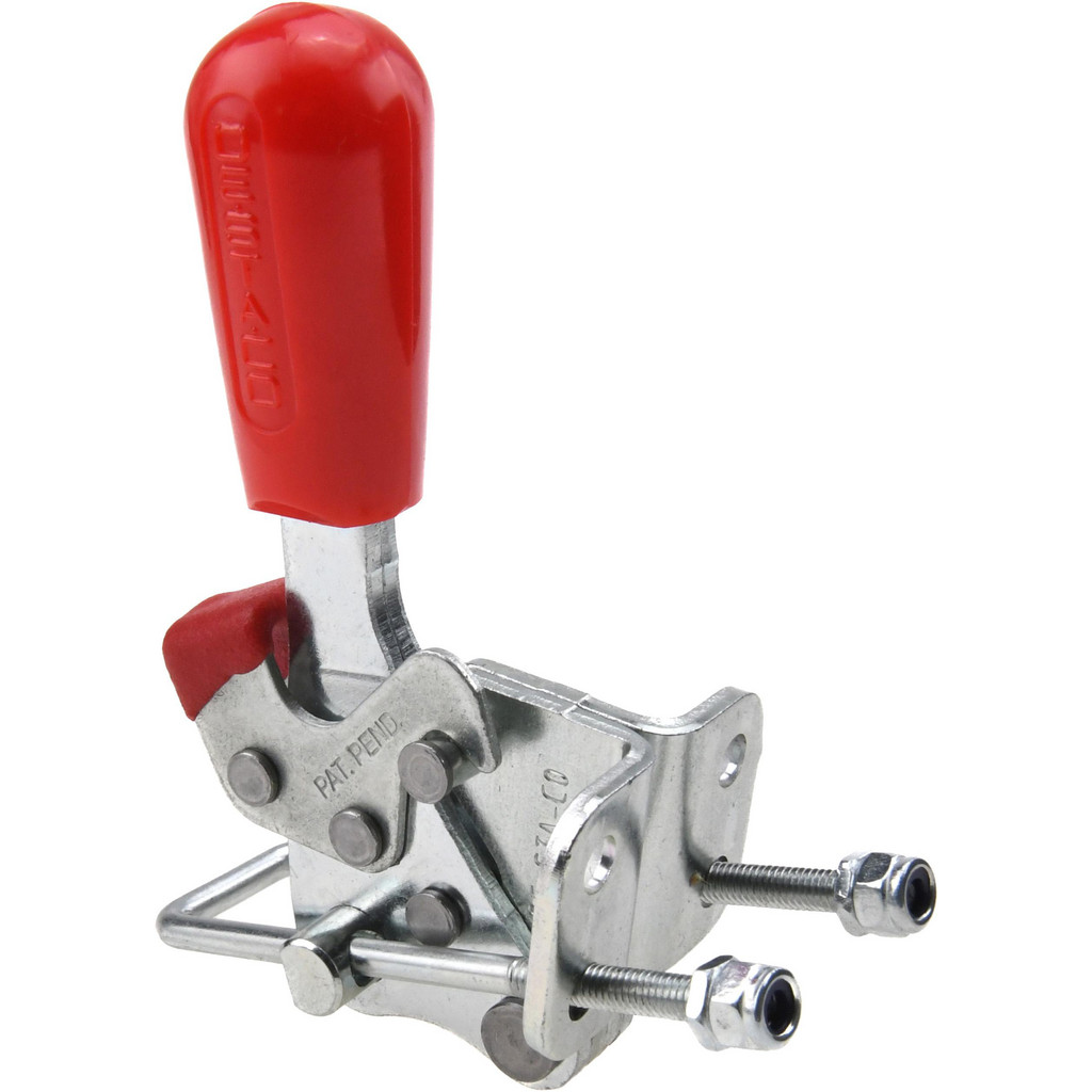 De-Sta-Co Pull-Action Latch Clamp: Vertical, 495 lb, J-Hook, Flanged Base - 38.86 mm Drawing Movement, 88.14 mm OAL, Straight Handle, Carbon Steel