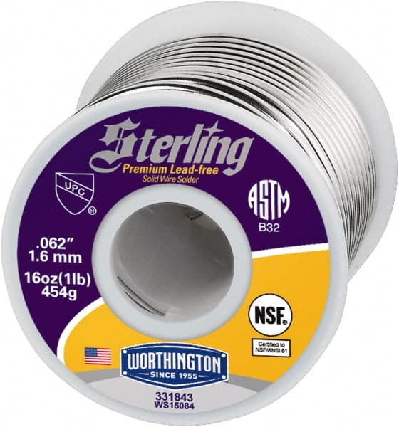 Worthington Sterling Lead-Free Solder: Tin, 0.062″ Dia 83933770 MSC  Industrial Supply