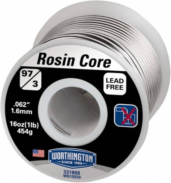 Worthington 331868 Rosin Core Solder: 3% Rosin Core & 97% Tin & Copper 