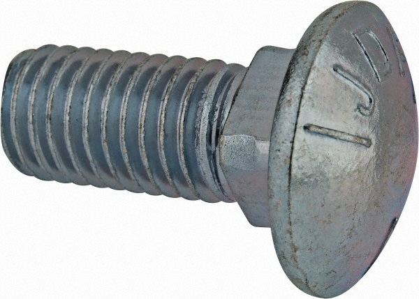 Carriage Bolt: 5/8-11, 1-1/2" Length Under Head, Square Neck